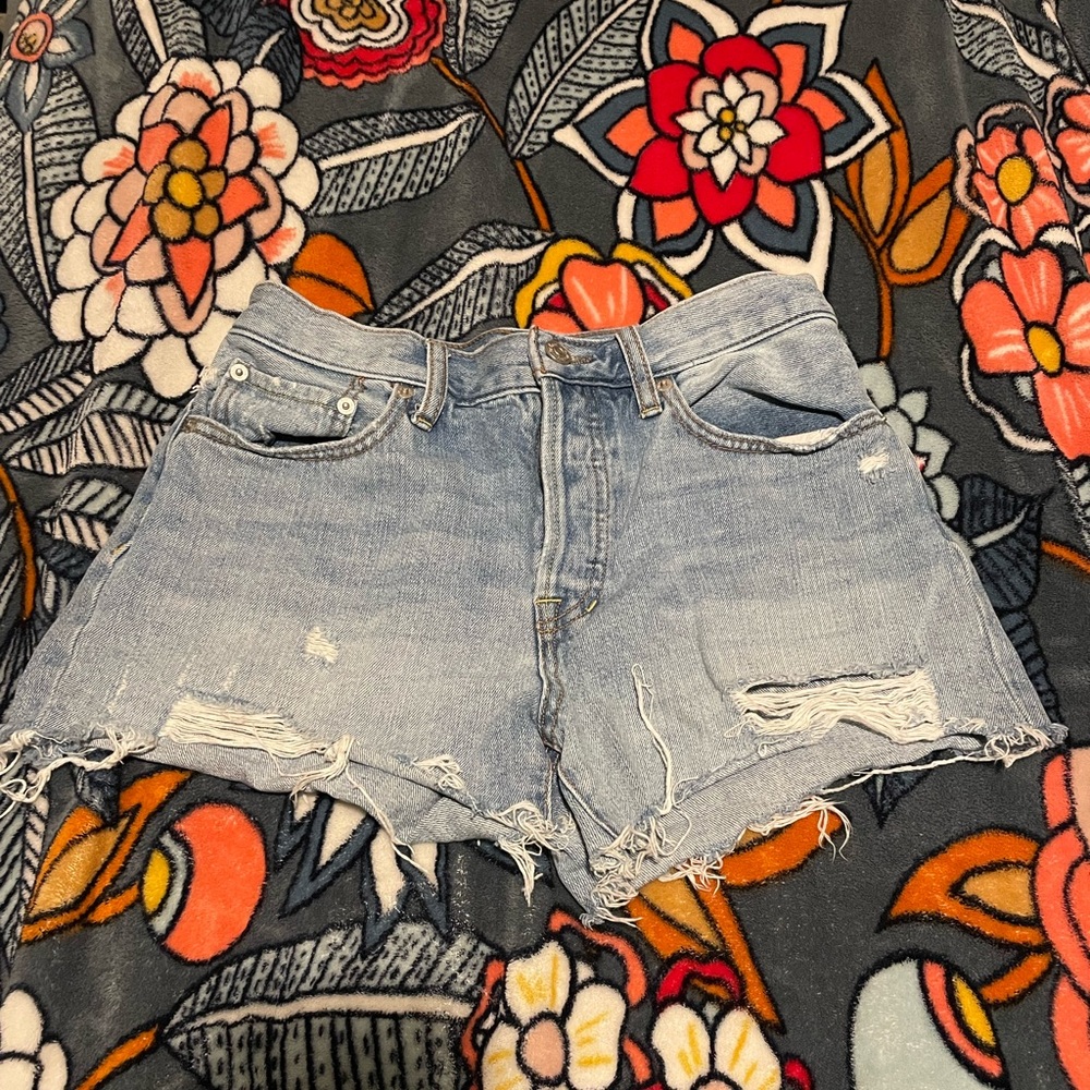 Free People Denim Ripped Shorts, Size 28